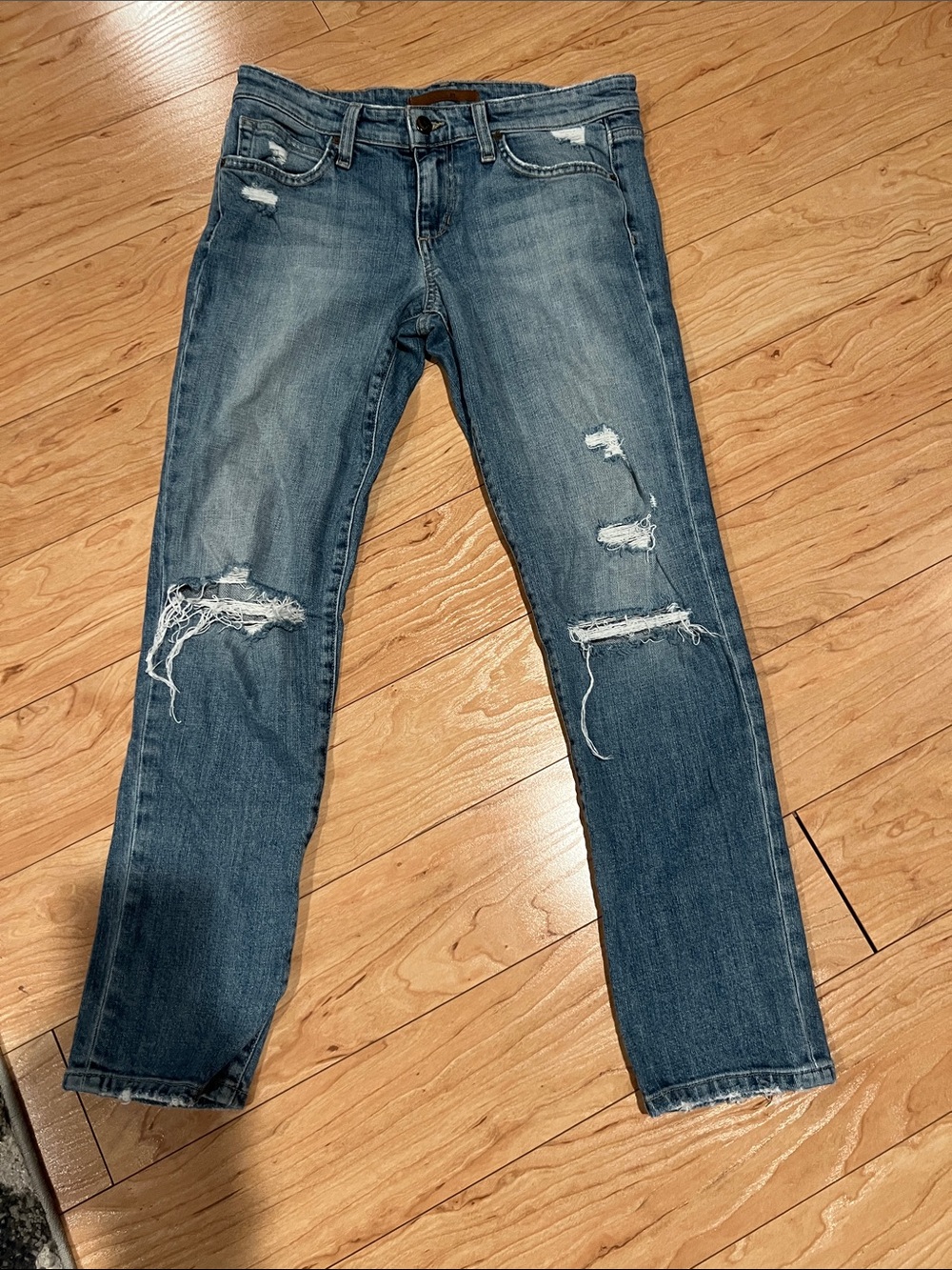 Joe's Jeans Ripped Boyfriend Jeans - Faded Blue Wash